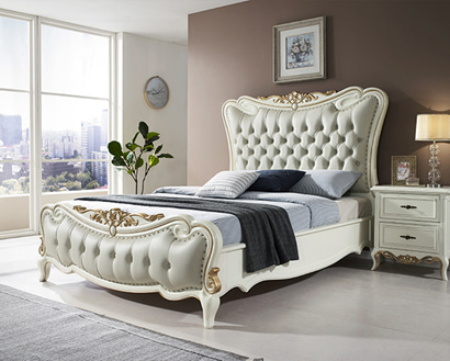 샤르노 2020 아이보리 라지킹 침대 WSC-5105