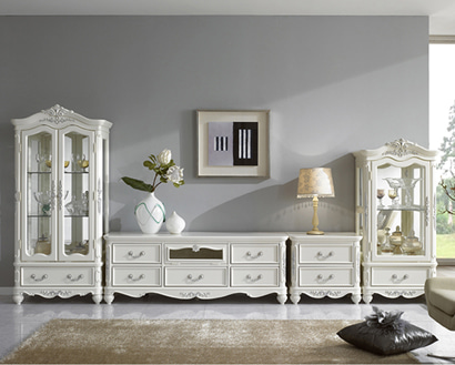 세라끄 3500 엔틱 2단 거실장세트 CSC-6034