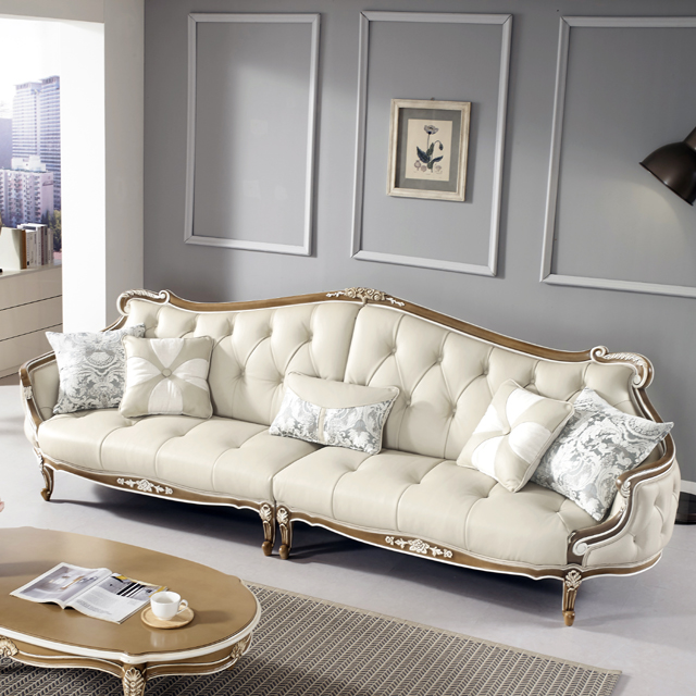 [직영생산 주문제작] 면피가죽 단추2단 4인용 쇼파 SFC-7702